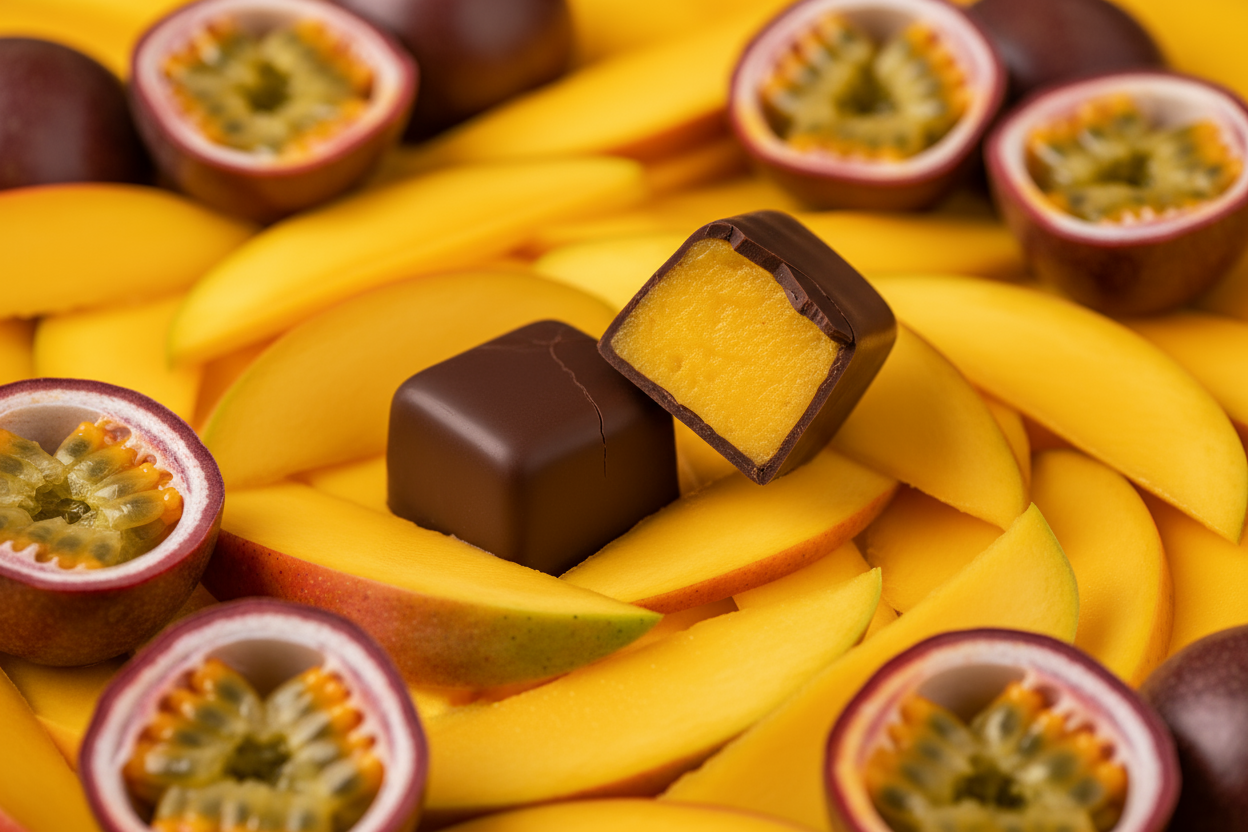 Mango Passionfruit Bites in Chocolate - 125 g