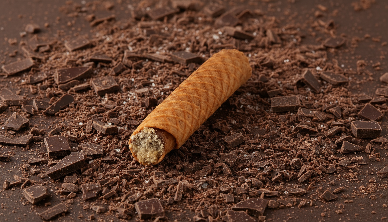 Wafer roll with chocolate cream