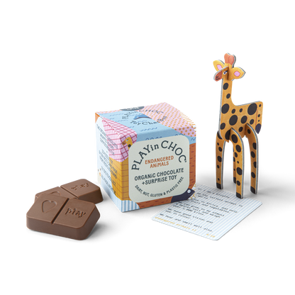 PLAYinCHOC Endangered Animals, 2x10g Bio-Chocolate+Surprise Toy