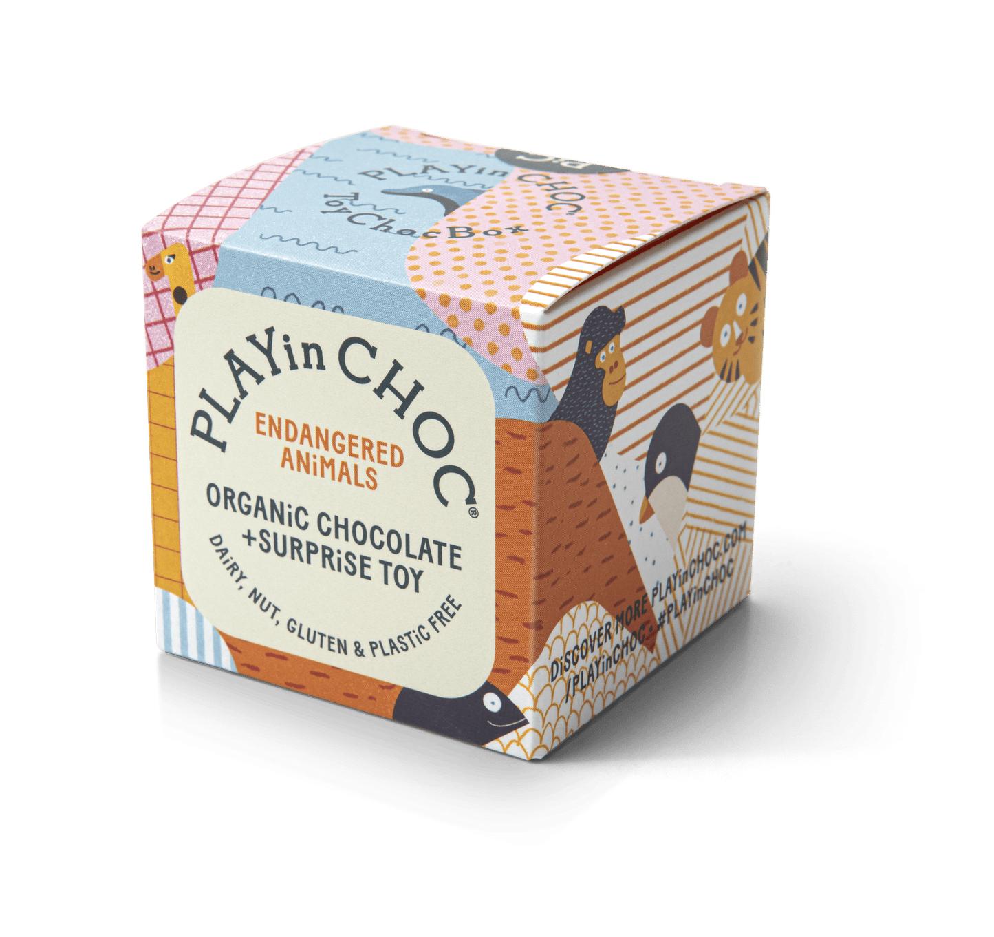 PLAYinCHOC Endangered Animals, 2x10g Bio-Chocolate+Surprise Toy