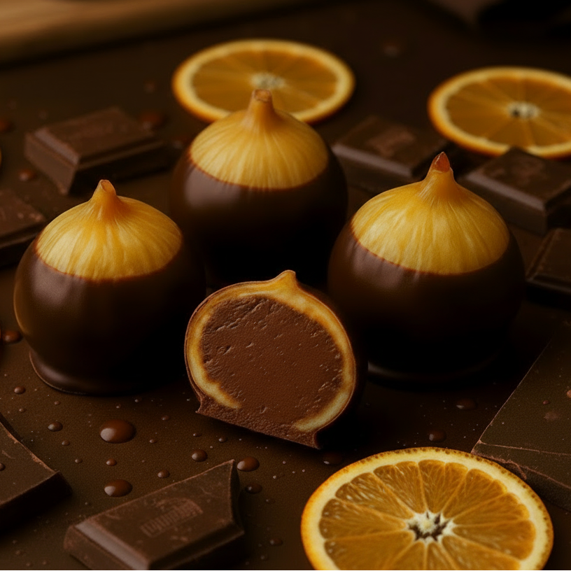 Chocolate figs with orange - 4 pieces