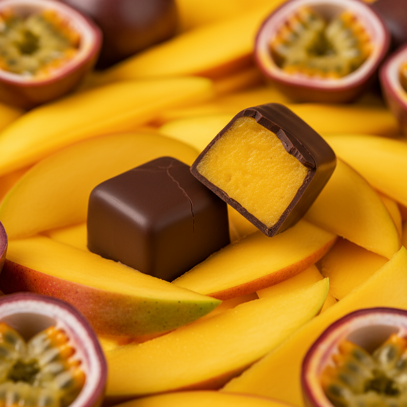 Mango Passionfruit Bites in Chocolate - 125 g