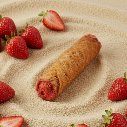 Wafer roll with strawberry cream