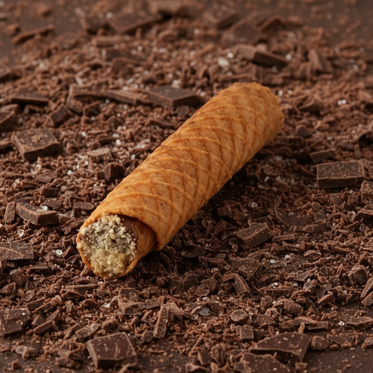 Wafer roll with chocolate cream