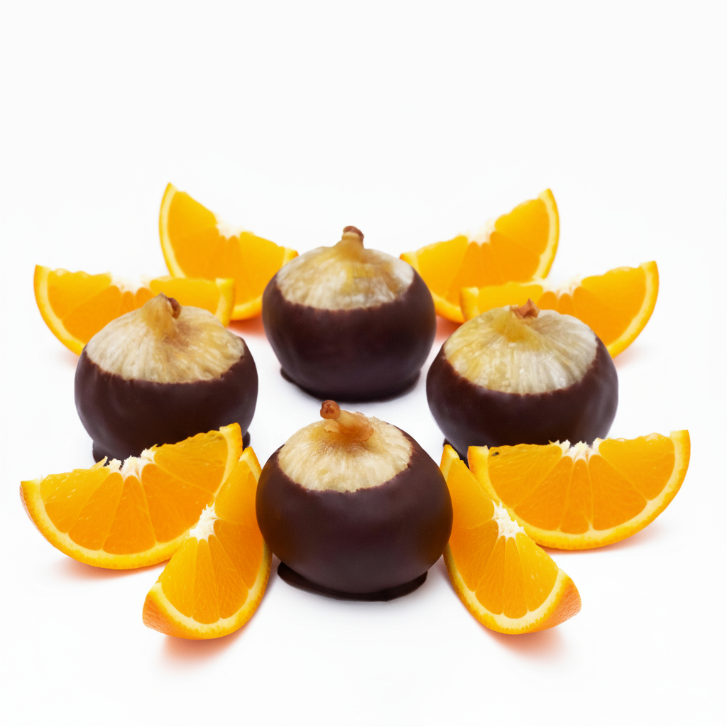 Chocolate figs with orange - 4 pieces