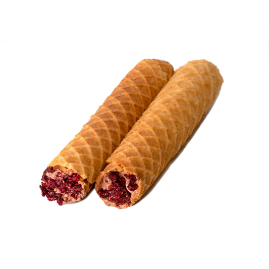 Wafer rolls with chocolate cream and sour cherry (soaked in whiskey), 2 pieces